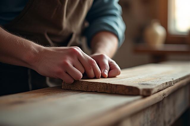 Maestro artesano trabajando con madera